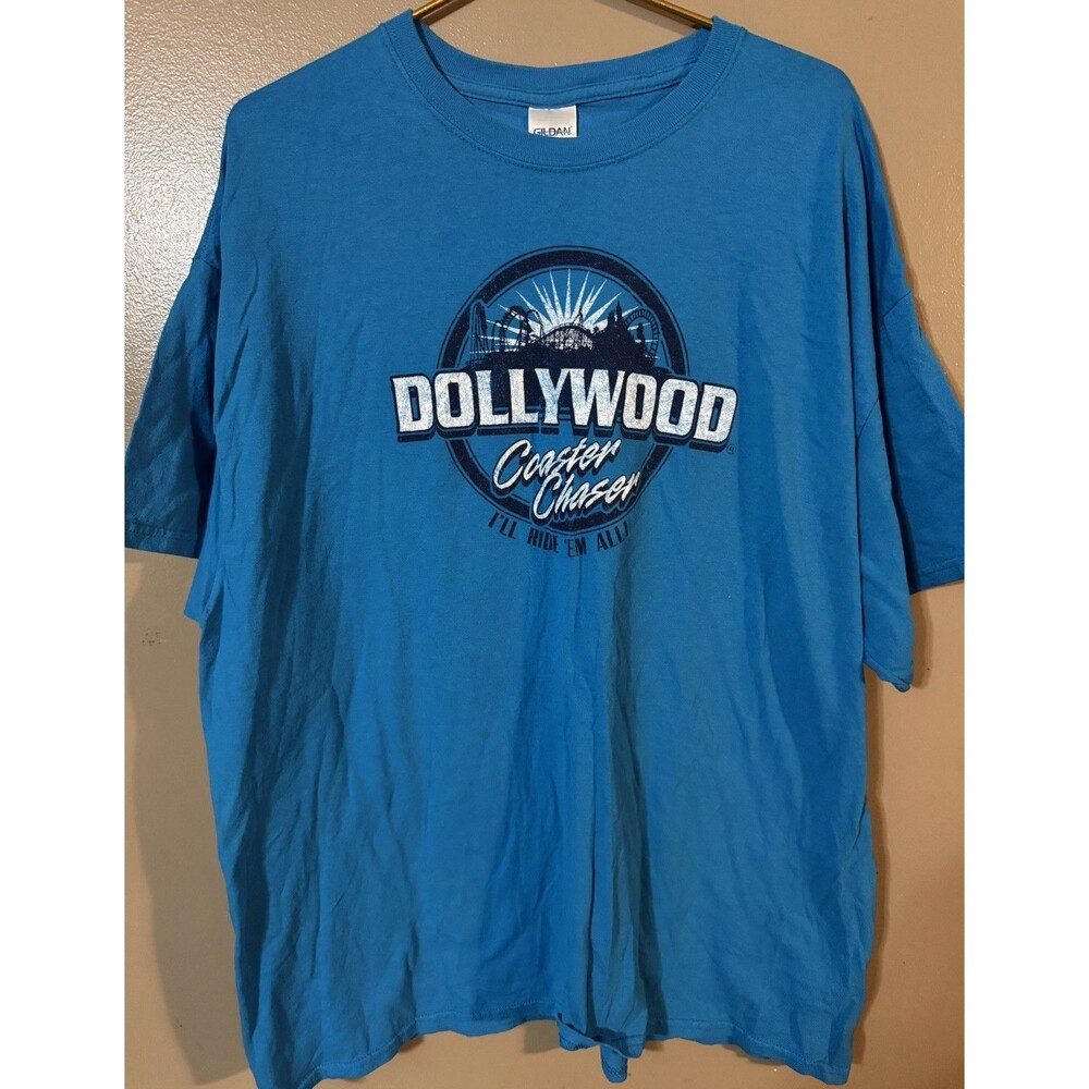 Dollywood Coaster Chaser “I’d Ride Em All” Blue Adult Size 2XL Tshirt